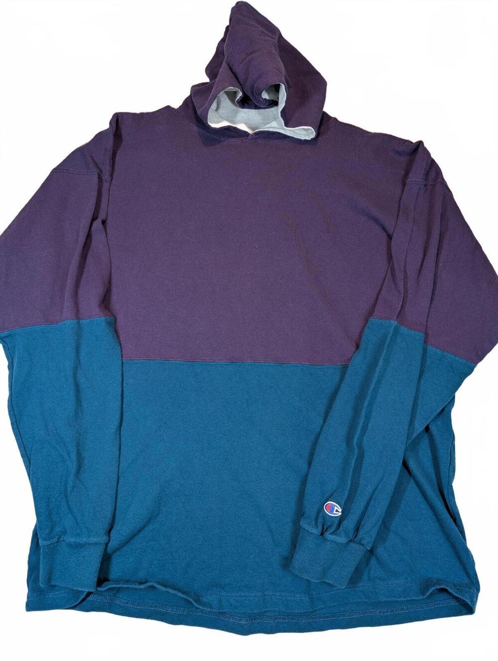 Champion Reverse Weave Colorblock Hoodie Pullover USA Made Mens XXL Vintage